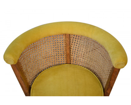 Artisan - Cotton Velvet Rattan Chair in Mustard, Nordic