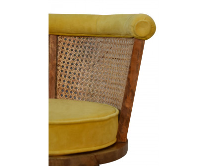 Artisan - Cotton Velvet Rattan Chair in Mustard, Nordic