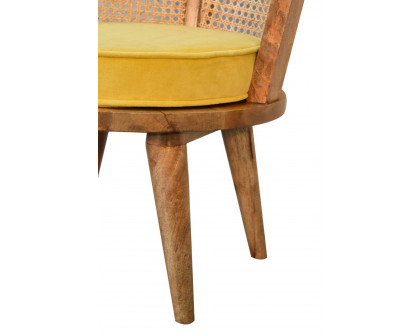 Artisan - Cotton Velvet Rattan Chair in Mustard, Nordic