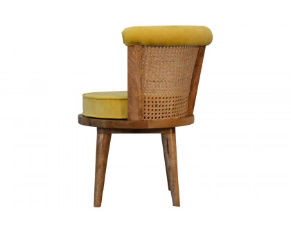 Artisan - Cotton Velvet Rattan Chair in Mustard, Nordic