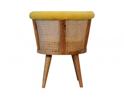 Artisan - Cotton Velvet Rattan Chair in Mustard, Nordic