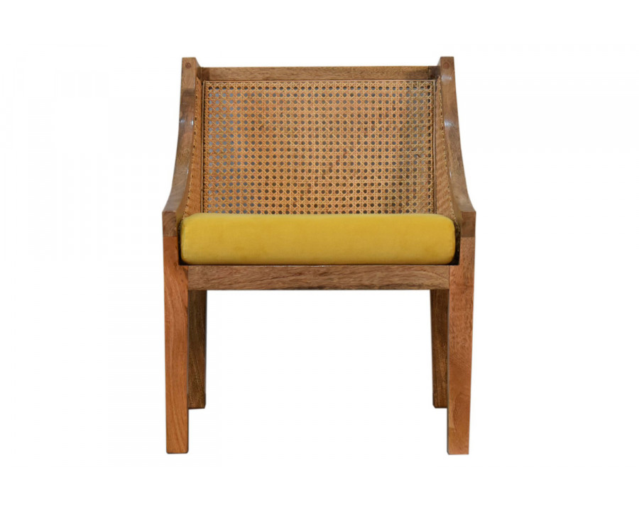 Artisan - Cotton Velvet Rattan Chair in Mustard, Retro