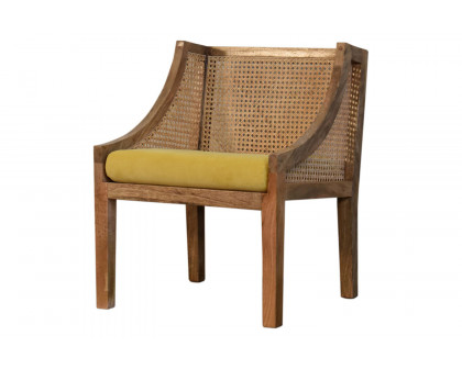 Artisan - Cotton Velvet Rattan Chair in Mustard, Retro