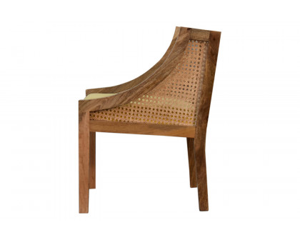 Artisan - Cotton Velvet Rattan Chair in Mustard, Retro