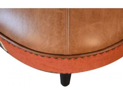 Artisan - Footstool with Base in Durrie/Leather