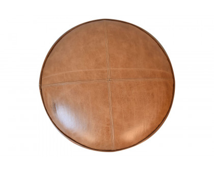 Artisan - Footstool with Base in Durrie/Leather