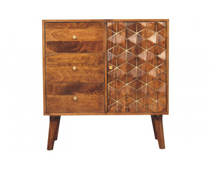 Artisan - Cubed Brass Inlay Cabinet in Chestnut