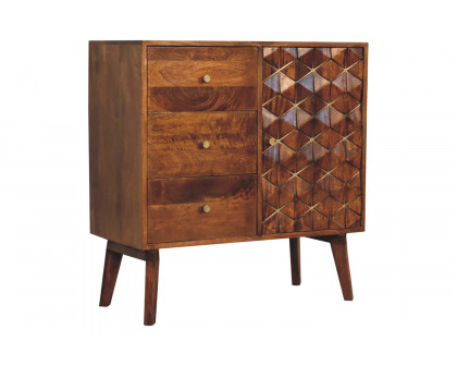 Artisan - Cubed Brass Inlay Cabinet in Chestnut