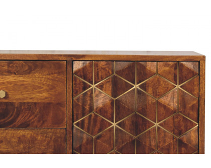 Artisan - Cubed Brass Inlay Cabinet in Chestnut