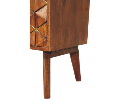 Artisan - Cubed Brass Inlay Cabinet in Chestnut