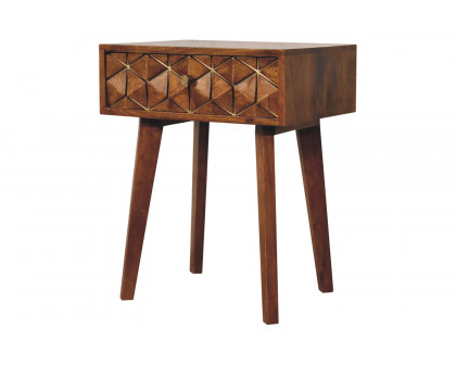 Artisan - Cubed Brass Inlay Bedside in Chestnut