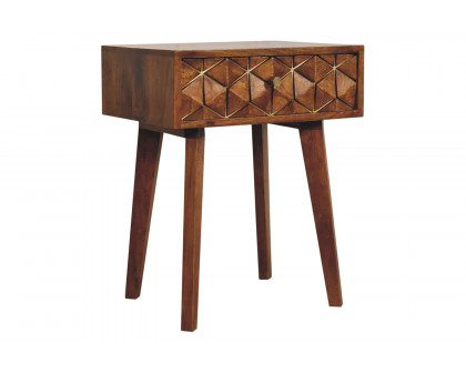 Artisan - Cubed Brass Inlay Bedside in Chestnut