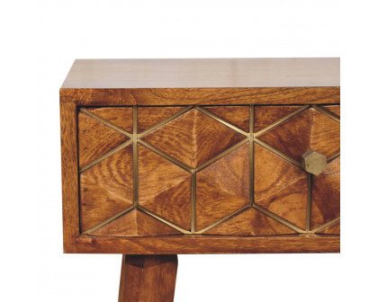 Artisan - Cubed Brass Inlay Bedside in Chestnut