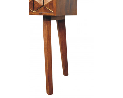 Artisan - Cubed Brass Inlay Bedside in Chestnut