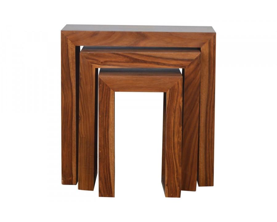 Artisan - Sheesham Wood Set of 3 Cubed Nesting Tables