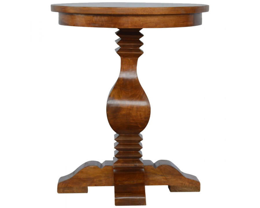 Artisan - Round Pedestal Tea Table in Light Walnut