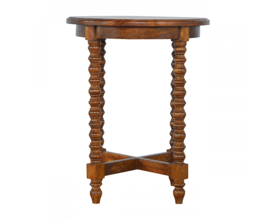 Artisan - Round Small Tea Table in Chestnut, Mango Wood