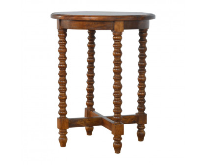 Artisan - Round Small Tea Table in Chestnut, Mango Wood