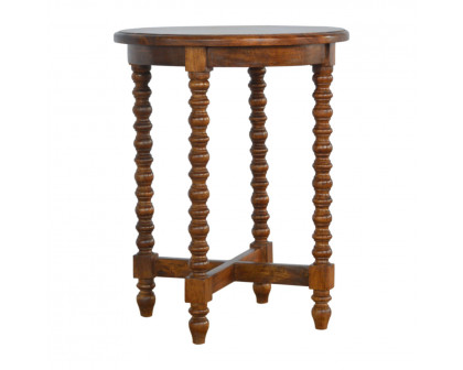 Artisan - Round Small Tea Table in Chestnut, Mango Wood