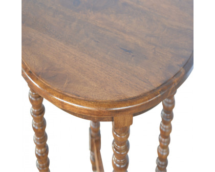 Artisan - Round Small Tea Table in Chestnut, Mango Wood