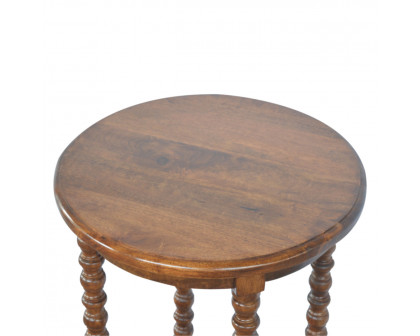 Artisan - Round Small Tea Table in Chestnut, Mango Wood