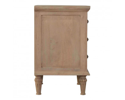 Artisan - Nightstand Table with 3 Drawers in Sun Bleach, Mango Wood