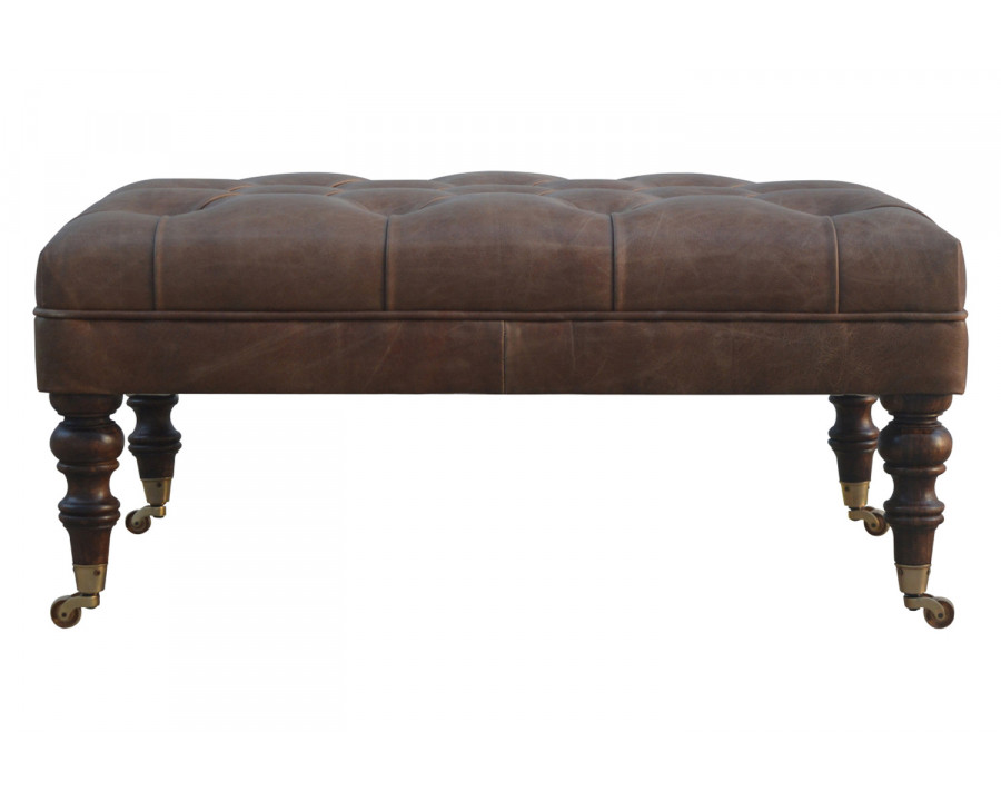 Artisan - Bench with Castor Legs in Buffalo Lether