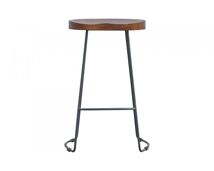 Artisan - Industrial Bar Stool with Chunky Wood Seat