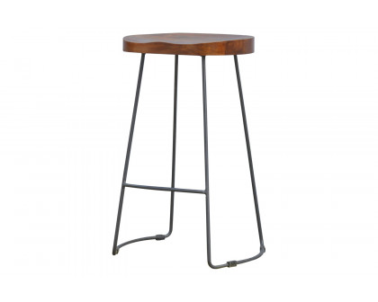 Artisan - Industrial Bar Stool with Chunky Wood Seat