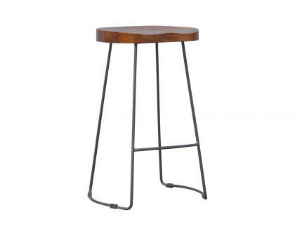 Artisan - Industrial Bar Stool with Chunky Wood Seat