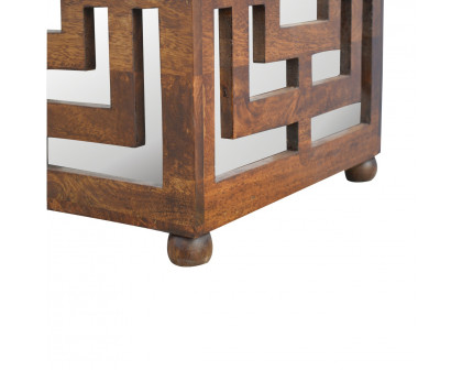 Artisan - Carved Footstool in Wood/Linen