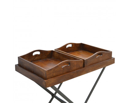 Artisan Industrial Butler Tray - Chestnut, Metal