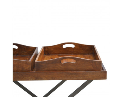 Artisan Industrial Butler Tray - Chestnut, Metal