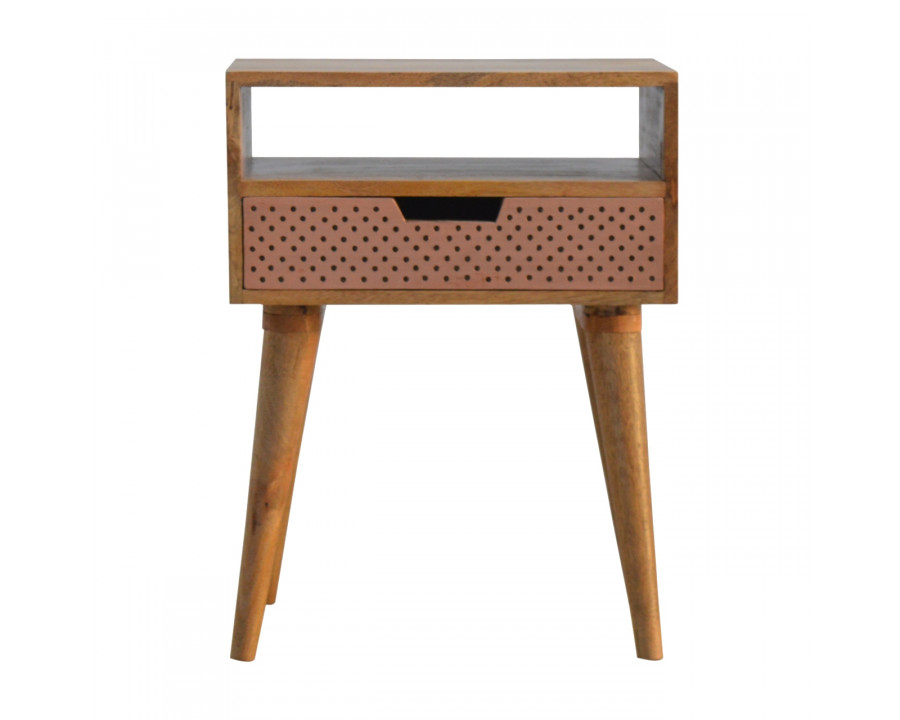 Artisan - Perforated Copper Nightstand with Open Slot in Copper