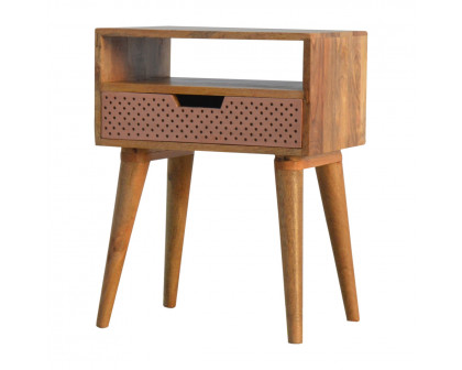 Artisan - Perforated Copper Nightstand with Open Slot in Copper