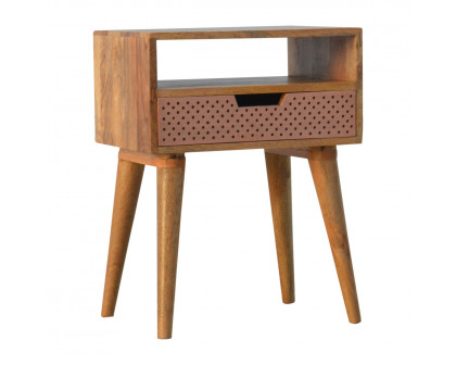 Artisan - Perforated Copper Nightstand with Open Slot in Copper