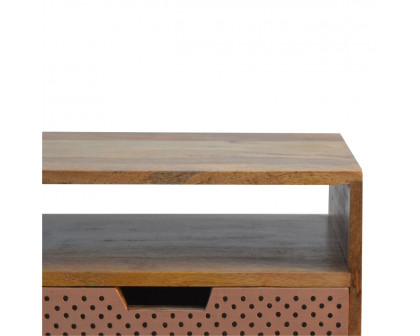 Artisan - Perforated Copper Nightstand with Open Slot in Copper