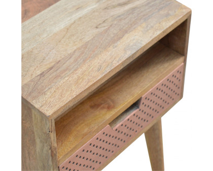 Artisan - Perforated Copper Nightstand with Open Slot in Copper