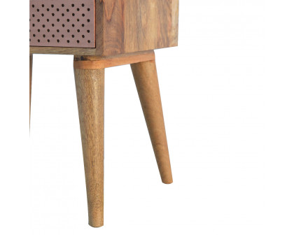 Artisan - Perforated Copper Nightstand with Open Slot in Copper