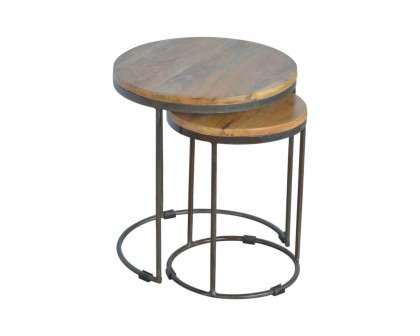 Artisan - Round Stool Set of 2 with Iron Base