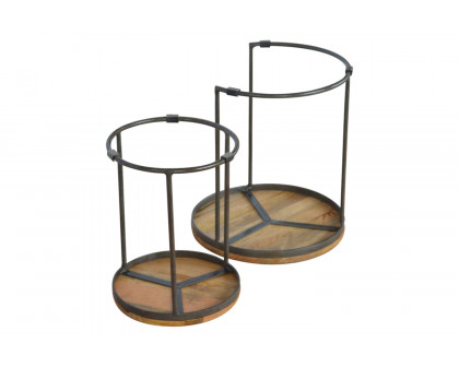 Artisan - Round Stool Set of 2 with Iron Base