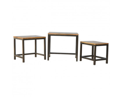 Artisan - Stool Set of 3 with Iron Base