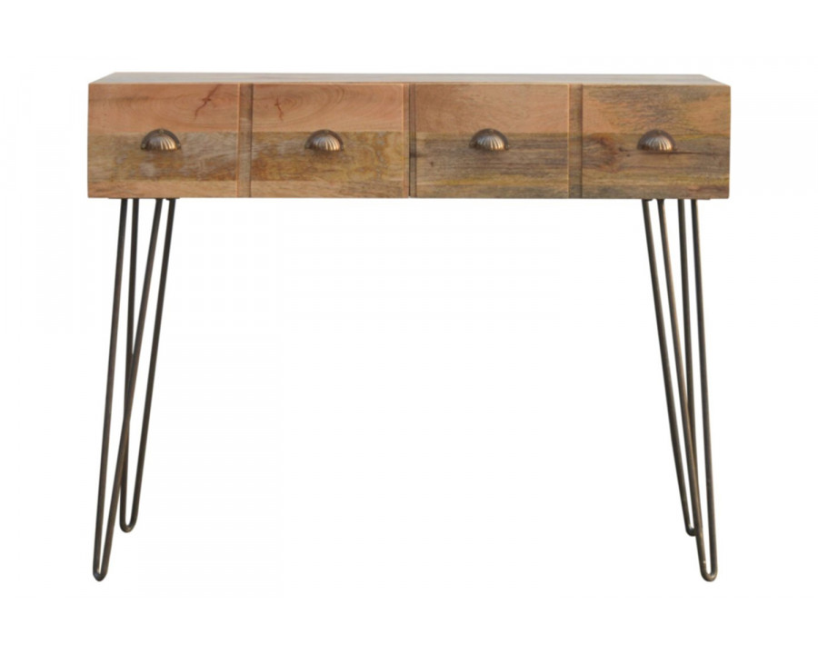 Artisan - Solid Wood 2 Drawers Console Table with Iron Base