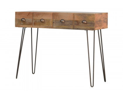 Artisan - Solid Wood 2 Drawers Console Table with Iron Base