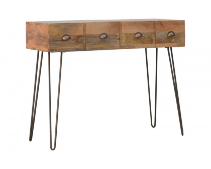 Artisan - Solid Wood 2 Drawers Console Table with Iron Base