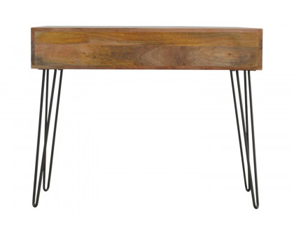 Artisan - Solid Wood 2 Drawers Console Table with Iron Base