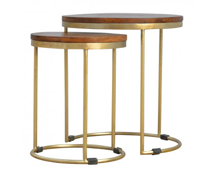 Artisan - Nesting Stool Set of 2 in Gold