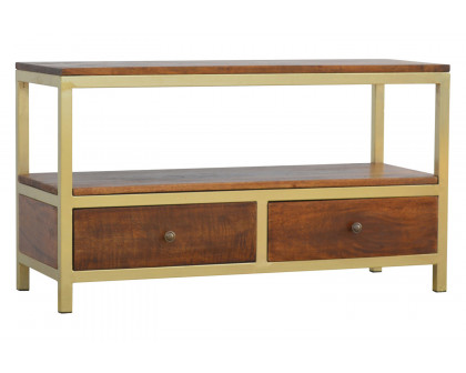 Artisan Panels Coffee Table with 2 Drawers - Gold