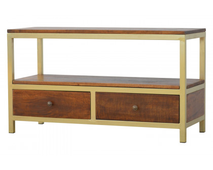 Artisan Panels Coffee Table with 2 Drawers - Gold