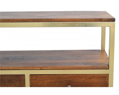 Artisan Panels Coffee Table with 2 Drawers - Gold